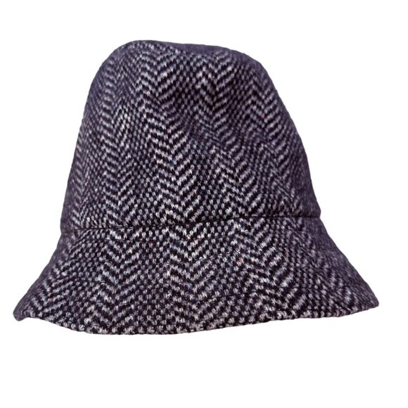 KANGOL Bucket Hat Navy Blue Herringbone Tweed Size Small Unisex - Picture 3 of 9